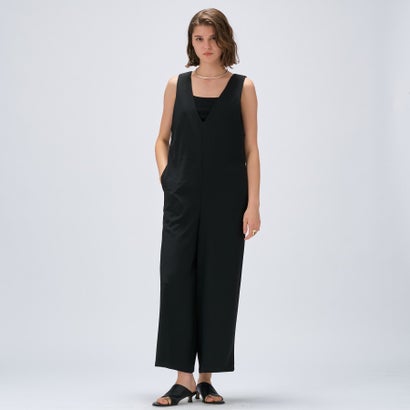 クロエンス cloenc 【手洗い可】キーネックオーバーサロペット (ブラック(019)) クロエンス cloenc 【手洗い可】キーネックオーバーサロペット (ブラック(019))