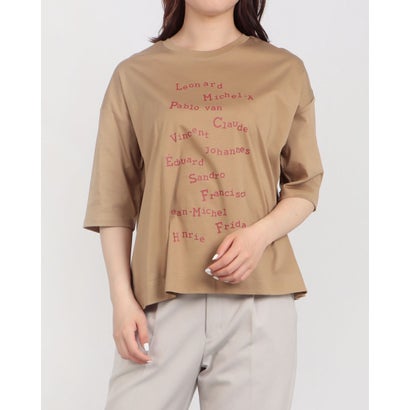 ブローディア BRODIAEA ロゴプリント5分袖Tシャツ （ベージュ）