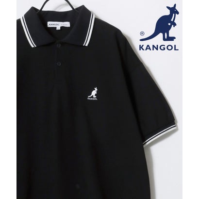 ラザル Lazar KANGOL/カンゴール Lazar別注・コラボ オーバーサイズ カノコ 無地 襟ライン 半袖ポロシャツ レディース メンズ (ブラック×ホ...