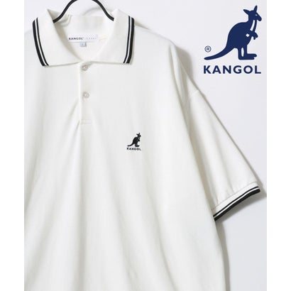 ラザル Lazar KANGOL/カンゴール Lazar別注・コラボ オーバーサイズ カノコ 無地 襟ライン 半袖ポロシャツ レディース メンズ (ホワイト)