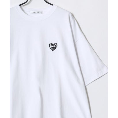 ラザル Lazar オーバーサイズ ハート柄 ワンポイント刺繍 半袖 Tシャツ レディース メンズ （ホワイト系その他）