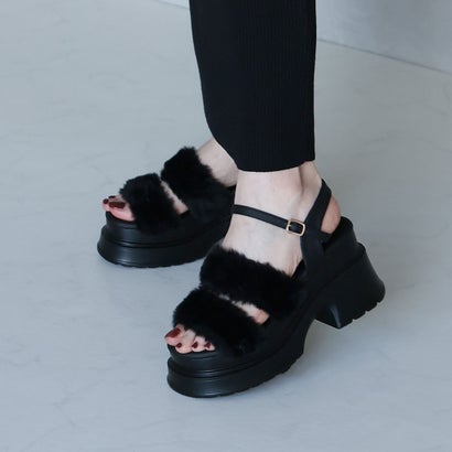 【2025年秋冬新作】ヴィヴィアン VIVIAN ふわふわファー厚底ストラップサンダル （ブラック）のサムネイル