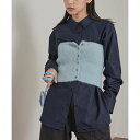 ミエット miette ニットベアビスチェセットシャツ (ネイビー)