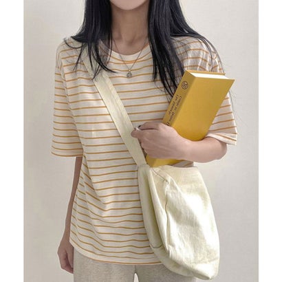 ミニミニストア miniministore ボーダー柄tシャツ レディース 半袖夏服 （イエロー）