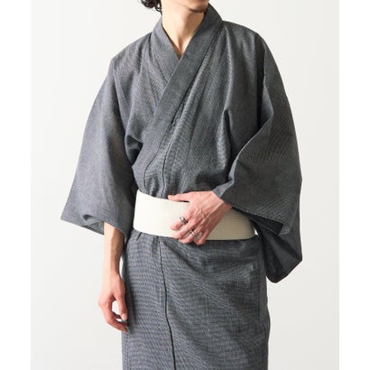 セットアップセブン SETUP7 メンズ浴衣+帯セット KNF136 (ブラック系その他2)