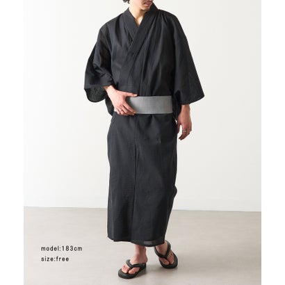 セットアップセブン SETUP7 メンズ浴衣＋帯セット KNF136 （ブラック系その他3）