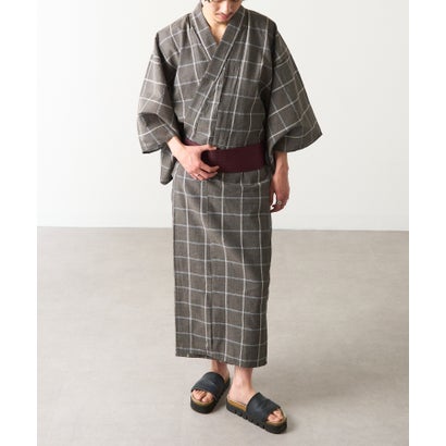 セットアップセブン SETUP7 メンズ浴衣＋帯セット KNF136 （グレー）