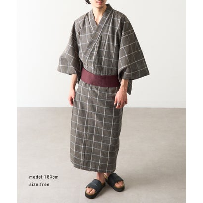 セットアップセブン SETUP7 メンズ浴衣＋帯セット KNF136 （グレー）