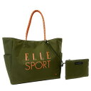 エルスポーツ ELLESPORT ロープハンドル トートバッグ Lサイズ ミニポーチ付き 軽量 はっ水 A4サイズ対応 (カーキ(KHAKI))