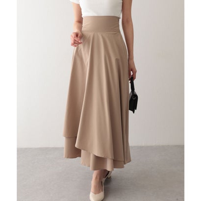 レースレディース Lace Ladies ハイウエスト ダブルヘム ドレープ ロング スカート （ベージュ）(4)