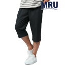 エムアールユー MRU 7分丈 ハーフパンツ ワンタック ドライ チノ ショーツ ストレッチ ショートパンツ (ブラック)