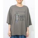 スカラー ScoLar クマとウサギと扇風機Tシャツ (チャコールグレー)