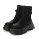 シュベック SVEC ニットドッキング 厚底 ショートブーツ / ソックスブーツ (ブラック)