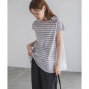 マックハウス Mac-House nAvy 時短 異素材フレンチプルオーバー (オフホワイト×グレージュ)