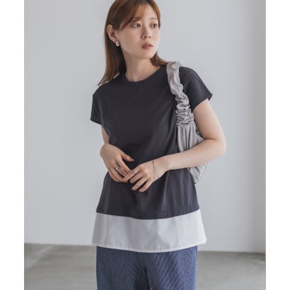 マックハウス Mac-House nAvy 時短 異素材フレンチプルオーバー (スミクロ)