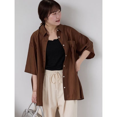 エヘカソポ ehka sopo ◎シアー半袖シャツ （ブラウン）