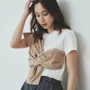 インデックス index ジルコンアシメドッキングTシャツ【ハンドウォッシャブル可・接触冷感】 (オフホワイト(503))