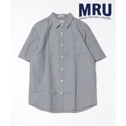 エムアールユー MRU 別注 オックス 無地 切替 半袖 レギュラーカラーシャツ (ミディアムグレー)