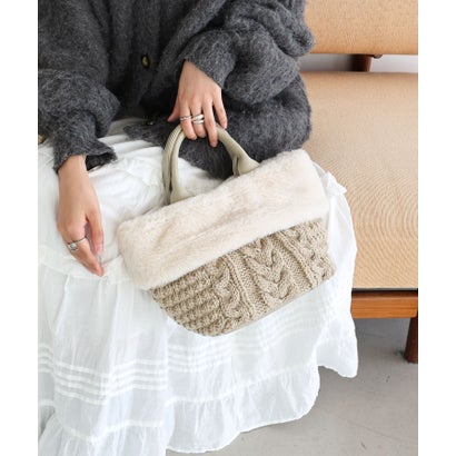 トライシル Trysil ニットフェイクファートートバッグ （アイボリー）