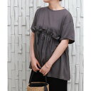 リベル モア libelle more フリル切り替えペプラム半袖Tシャツ (チャコール)