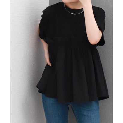 リベル モア libelle more フリル切り替えペプラム半袖Tシャツ (クロ) リベル モア libelle more フリル切り替えペプラム半袖Tシャツ (クロ)