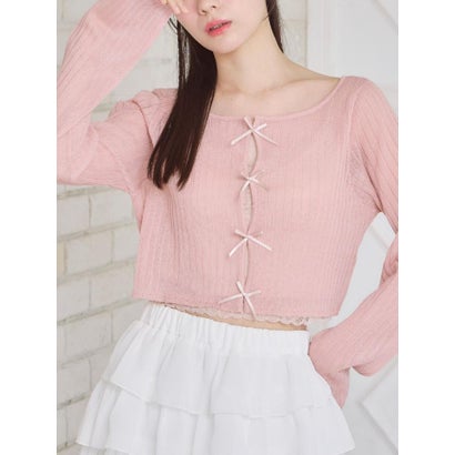 エムズエキサイト ems excite リボン付きシアーNTカーデ （PNK0）