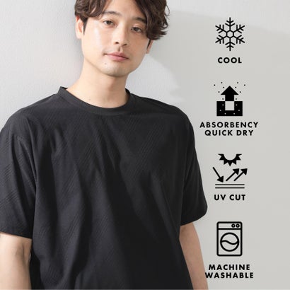 ザ ショップ ティーケー(メンズ) THE SHOP TK(Men) パーフェクテックリンクス半袖Tシャツ 【接触冷感/吸水速乾/UVカット/洗濯機OK】 (ブラック(019))