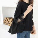 アイカ ica トップス チュニック Tシャツ テールカット Aライン フレア ギャザー 袖 レース プルオーバー 七分袖 切り替え フェミニン 可愛い きれいめ カジュアル ゆったり 体型カバー 大き