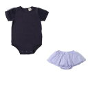 プティマイン petit main 袖チュールロンパース+スカパンセット【返品不可商品】 (チャコール)