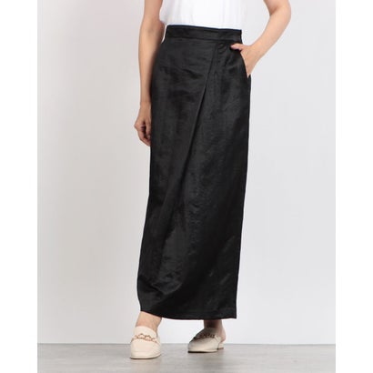 ファイン FINE レザーライクラップ風スカート （ブラック）(4)