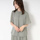 コルディア CORDIER 【M〜4Lサイズ/セットアップ/洗える】サテンストライプ フレアブラウス (チャコールグレー(314))