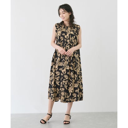 ジャイロ JAYRO 麻レーヨンボタニカルシャツワンピース （ブラック）