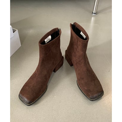 ジュエローブ Jewelobe スクエアトゥスエードライクショートブーツ （ブラウン）