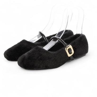 ストロベリーフィールズ STRAWBERRY FIELDS MOHIフェイクファーラウンドトゥパンプス （ブラック）