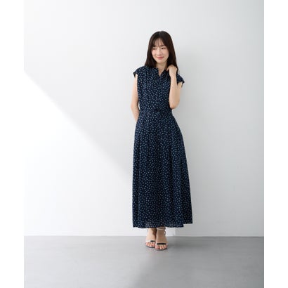 ダブルフェーストーキョー Doubleface Tokyo ミラクルウェーブドットワンピース【日本製】 (ネイビー×ブルー)
