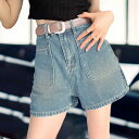 アイカ ica ショートパンツ デニム パンツ ショート キュロット 短パン ショーパン ジーンズ Aライン ハイウエスト ショート丈 ゆったり 大きいサイズ カジュアル キャンプ アウトドア (LBL