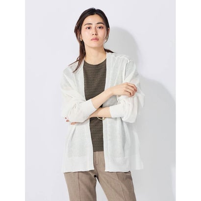 パーフェクトスーツファクトリー Perfect Suit FActory バルーン袖 シアーカーディガン （オフホワイト）