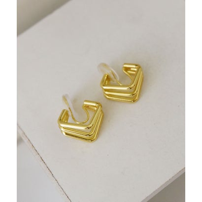 スタイロ styiro 痛くなりにくい スクエア3連メタルイヤリング シリコンカバー付き （ゴールド）