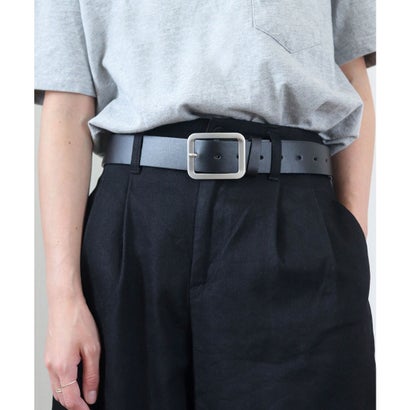 フロージュ florge 【メンズ・レディース兼用】シルバーフレームレザーライクワイドベルト （ブラック）