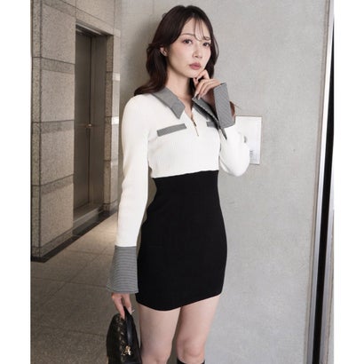 リップサービス LIP SERVICE ダブルカラークラシカルニットワンピース （ブラック）