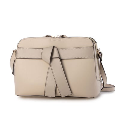 メゾンヴェール maison vert 【超軽量・多収納】バイカラーリボンショルダーバッグ （アイボリー）