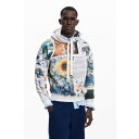 デシグアル Desigual ひまわり柄のフード付きスウェット (ホワイト)