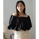 エイミーイストワール EIMY ISTOIRE タフタオフショルブラウス (BLACK)