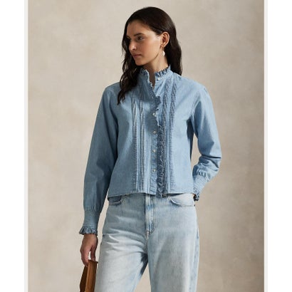 ポロ ラルフ ローレン POLO RALPH LAUREN フリルトリム シャンブレー トップス (450ブルー) ポロ ラルフ ローレン POLO RALPH LAUREN フリルトリム シャンブレー トップス (450ブルー)
