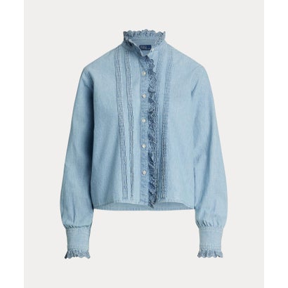 ポロ ラルフ ローレン POLO RALPH LAUREN フリルトリム シャンブレー トップス （450ブルー）