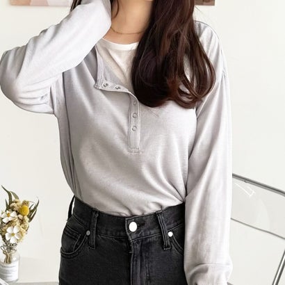 ジーラ GeeRA 前後2WAYシアースラブヘンリーネックカットソー （グレー）