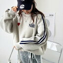 ジーラ GeeRA 【FIRSTMOOD】ハート刺繍ライン裏起毛スウェット (オートミール)