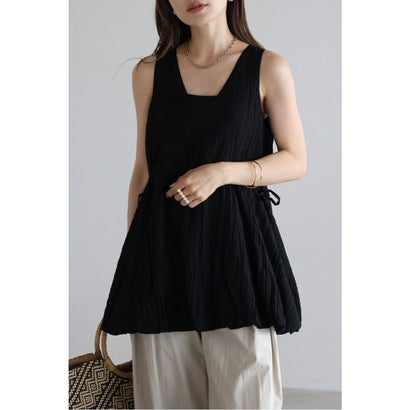 ボンジュールサガン BONJOUR SAGAN ドロストバルーンノースリブラウス (BLACK)