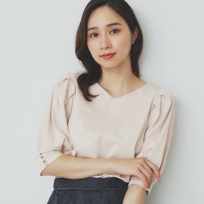 インデックス index Vネックタックパフスリーブトップス【洗濯機可・UVケア・接触冷感】 （グレージュ(050)）(4)