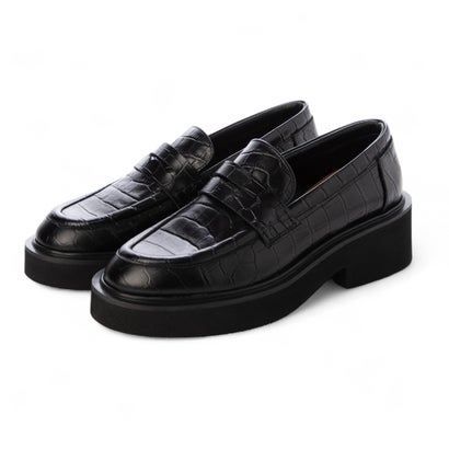 ファビオルスコーニ FABIO RUSCONI ラウンドトウ厚底ローファー （ブラック押）